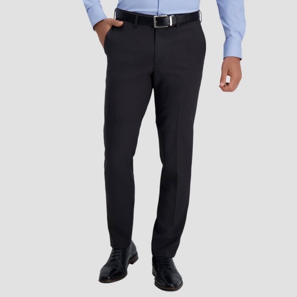 NWT HAGGAR Premium Stretch Dress Pant Charcoal Gray Slim Straight Stretch 34x32